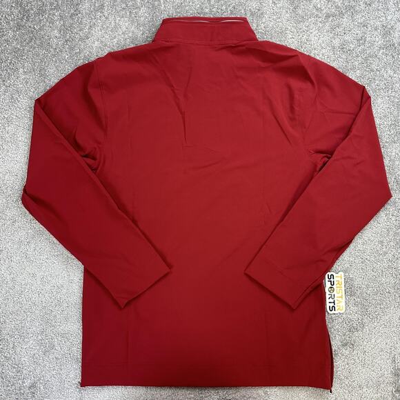 Nike Football Coaches Jacket Mens Medium Red 1/4 Zip Long Sleeve Hooded Pullover - Picture 2 of 11